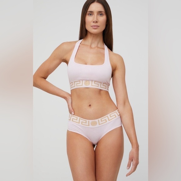 Versace Greca Border bralette and panties in light pink SET NWT - Picture 6 of 12